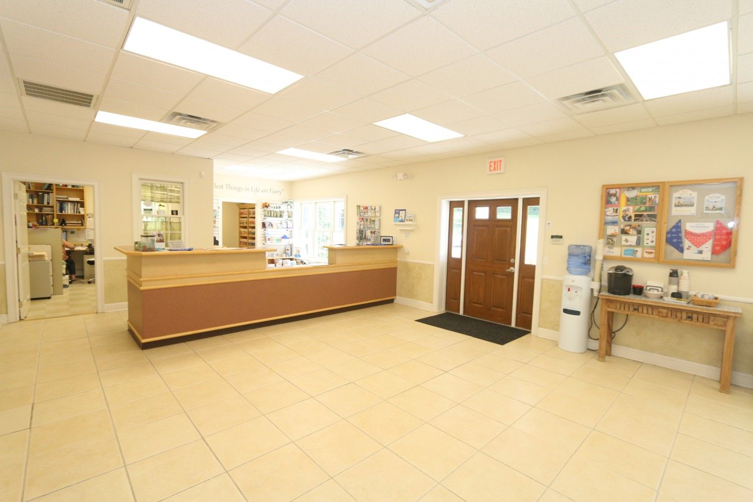 reception area in a veterinary building